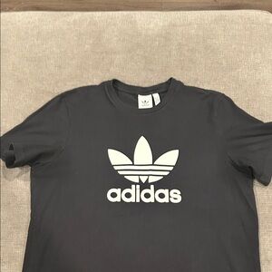 Adidas Charcoal Tee with White Trefoil Logo